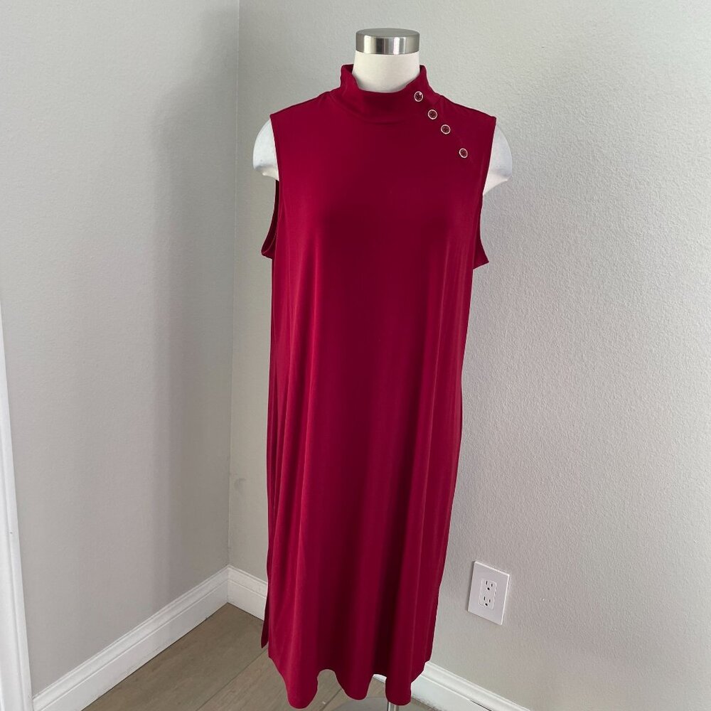 NEW Susan Graver Womens‎ XL Petite Modern Essentials Sleeveless Mock Neck Dress